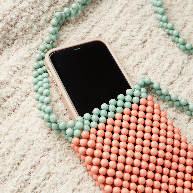 Creative Co-op BEADED TWO TONE CROSSBODY PHONE CASE