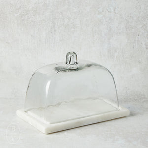 Creative Co-op RECTANGLE GLASS CLOCHE WITH MARBLE BASE