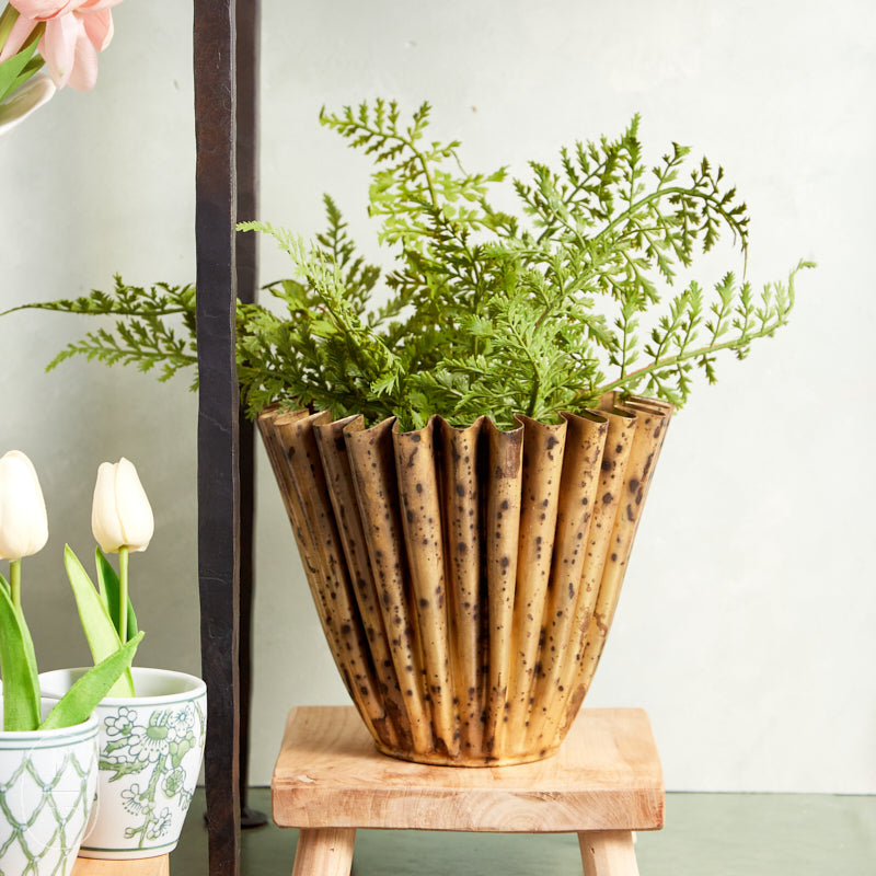 Creative Co-op FLUTED METAL PLANTER
