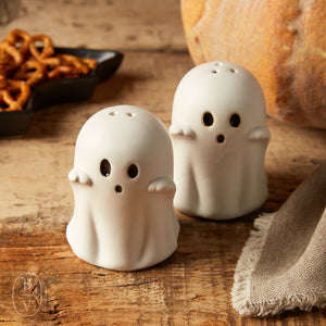 Creative Co-op GHOST SHAPED SALT AND PEPPER SHAKERS SET