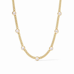 Julie Vos DOLCE DELICATE STATION NECKLACE Iridescent Clear Crystal