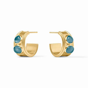 Julie Vos DOLCE STONE HOOP EARRINGS Gold Medium Iridescent Montana Blue