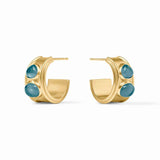 Julie Vos DOLCE STONE HOOP EARRINGS Gold Medium Iridescent Montana Blue