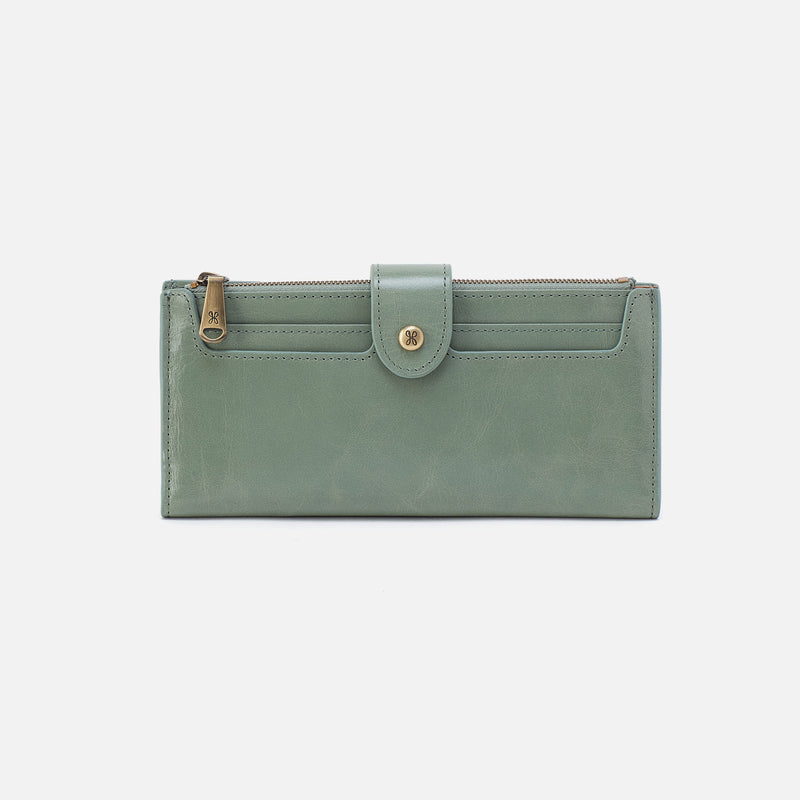 Hobo DUNN CONTINENTAL LARGE WALLET Jade Polished Leather