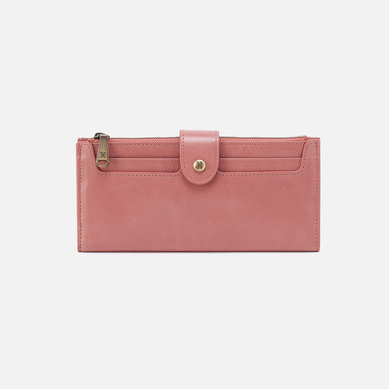 Hobo DUNN CONTINENTAL LARGE WALLET Rose Polished Leather