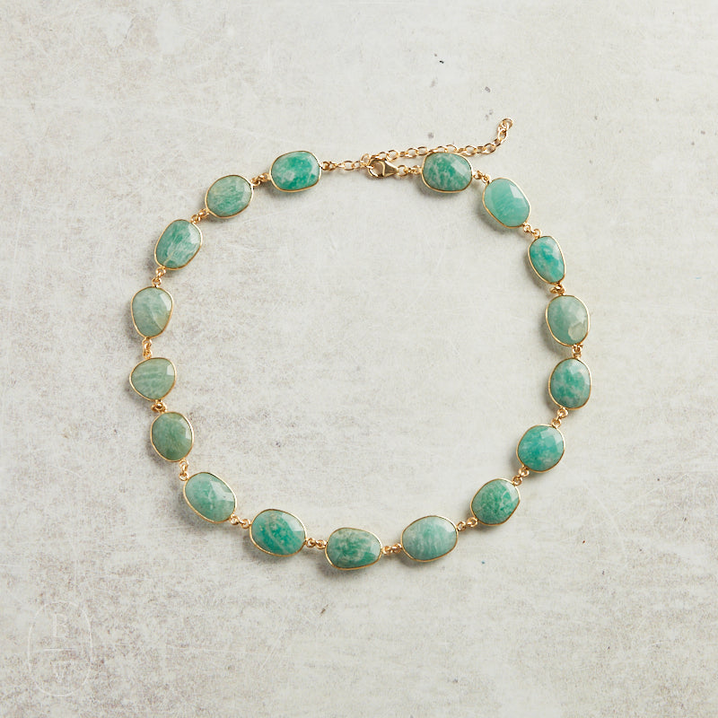 Elyssa Bass Designs BEZEL GEMSTONE NECKLACE Amazonite