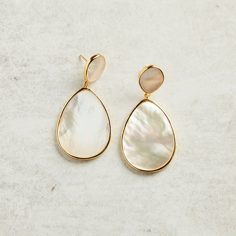 Elyssa Bass Designs DOUBLE DROP EARRINGS Mother of Pearl