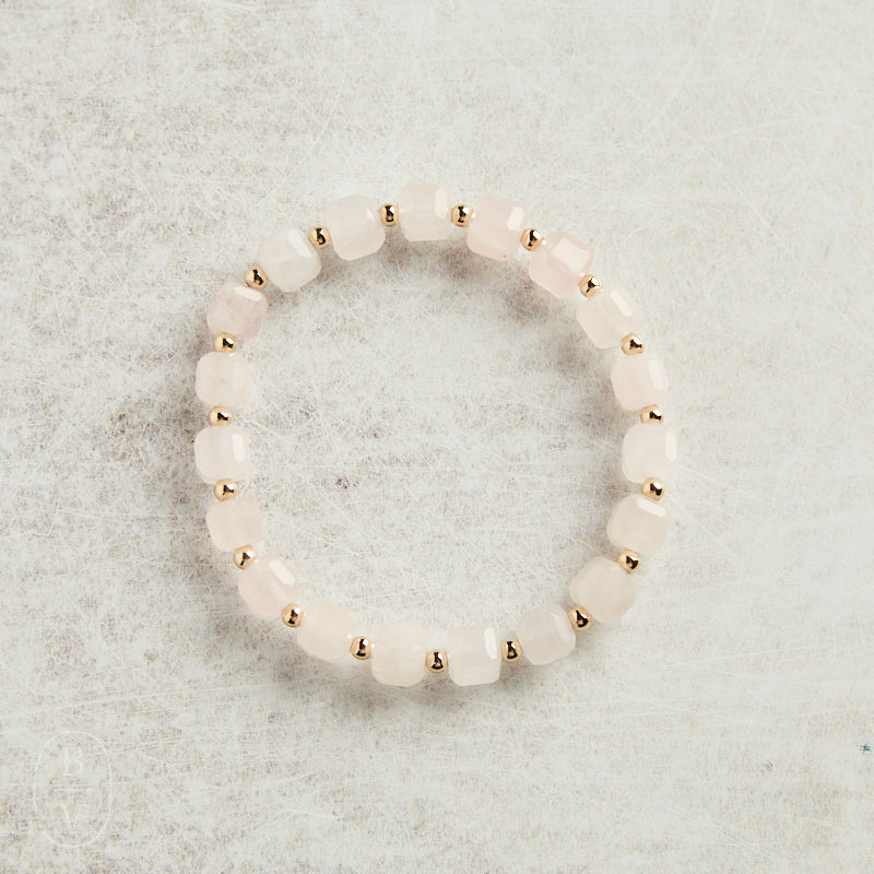 Elyssa Bass Designs GOLD ACCENT LARGE BEAD BRACELET Rose Quartz