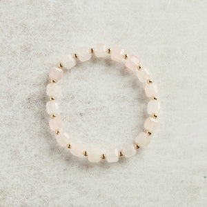 Elyssa Bass Designs GOLD ACCENT LARGE BEAD BRACELET Rose Quartz