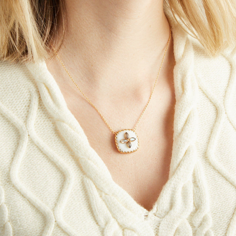 Elyssa Bass Designs MARQUIS DETAIL SQUARE NECKLACE