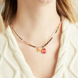 Elyssa Bass Designs PINK QUARTZ CITRINE BEADED CHARM NECKLACE