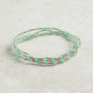eNewton Design EXTENDS GEMSTONE GOLD SINCERITY PATTERN BRACELET 7.25" Amazonite 3mm