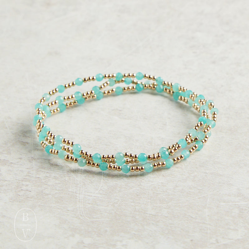 eNewton Design GEMSTONE GOLD SINCERITY PATTERN BRACELET Amazonite 3mm