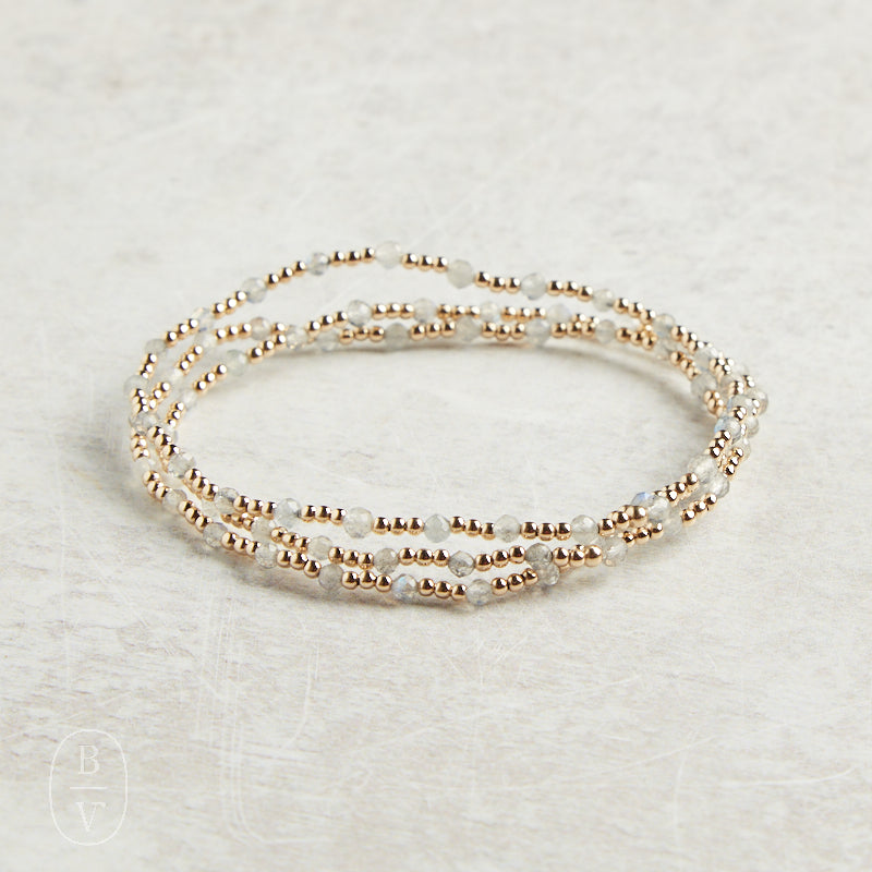 eNewton Design GEMSTONE GOLD SINCERITY PATTERN BRACELET Labradorite 3mm
