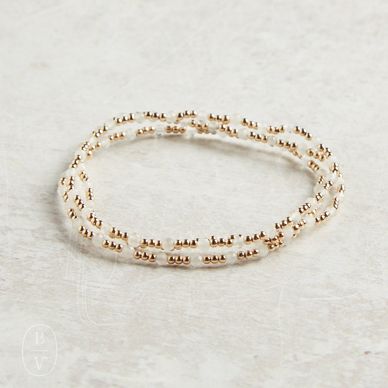 eNewton Design GEMSTONE GOLD SINCERITY PATTERN BRACELET Moonstone 3mm