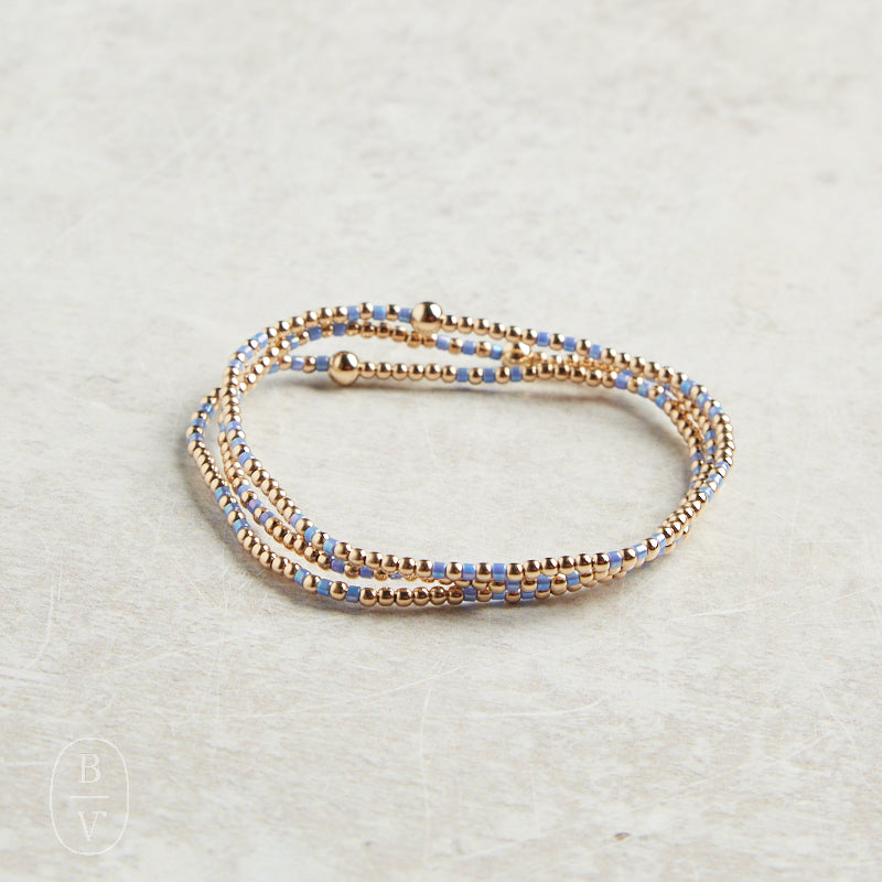 eNewton Design HOPE JOY GOLD PATTERN BEAD BRACELET Bright Blue 2mm