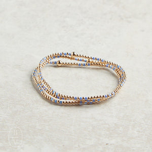 eNewton Design HOPE JOY GOLD PATTERN BEAD BRACELET Bright Blue 2mm