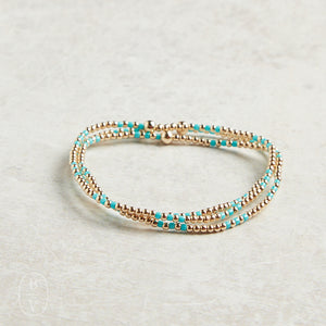 eNewton Design HOPE JOY GOLD PATTERN BEAD BRACELET Turquoise 2mm