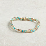 eNewton Design HOPE JOY GOLD PATTERN BEAD BRACELET Turquoise 2mm