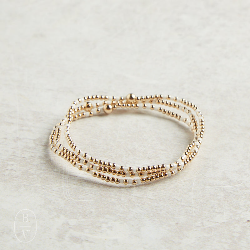 eNewton Design HOPE JOY GOLD PATTERN BEAD BRACELET White 2mm
