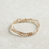 eNewton Design HOPE JOY GOLD PATTERN BEAD BRACELET White 2mm