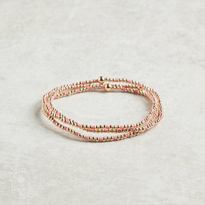 eNewton Design HOPE SINCERITY GOLD PATTERN BEAD BRACELET Bright Pink 2mm