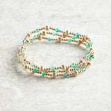 eNewton Design DIGNITY SINCERITY GOLD PATTERN STONE BRACELET Green Onyx 4mm