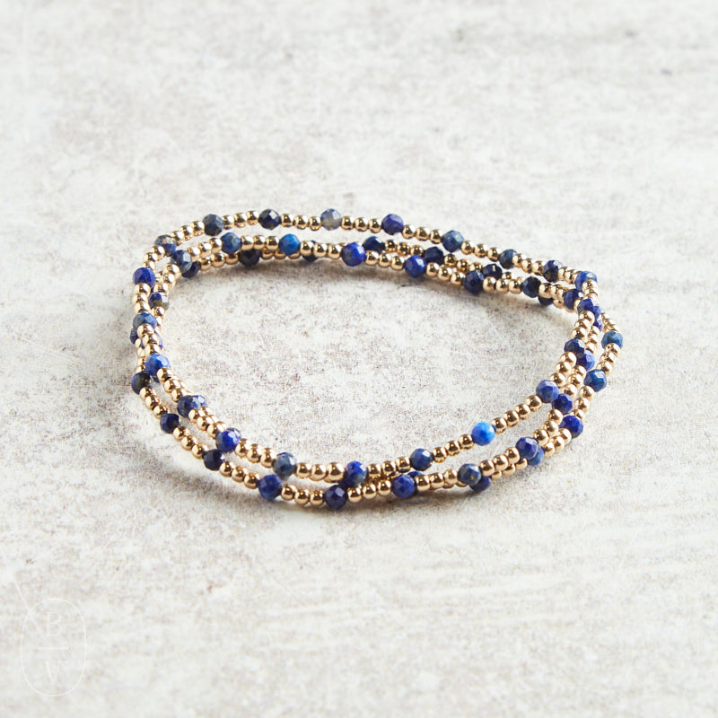 eNewton Design SINCERITY PATTERN GEMSTONE BEAD BRACELET Lapis 3mm