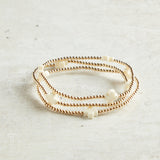 eNewton Design SIGNATURE CROSS PATTERN BEAD BRACELET Off White