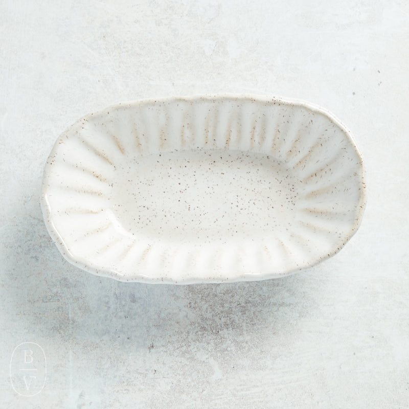 Etta B Pottery CRIMPED SIDE DISH Eyelet White