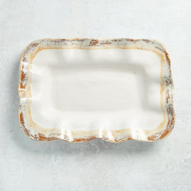 Etta B Pottery RUFFLED RECTANGLE DISH Cottonwood