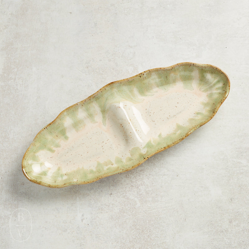 Etta B Pottery DIVIDED TRAY Matcha Latte