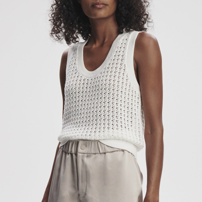 Varley FERNS OPEN KNIT TANK Snow White