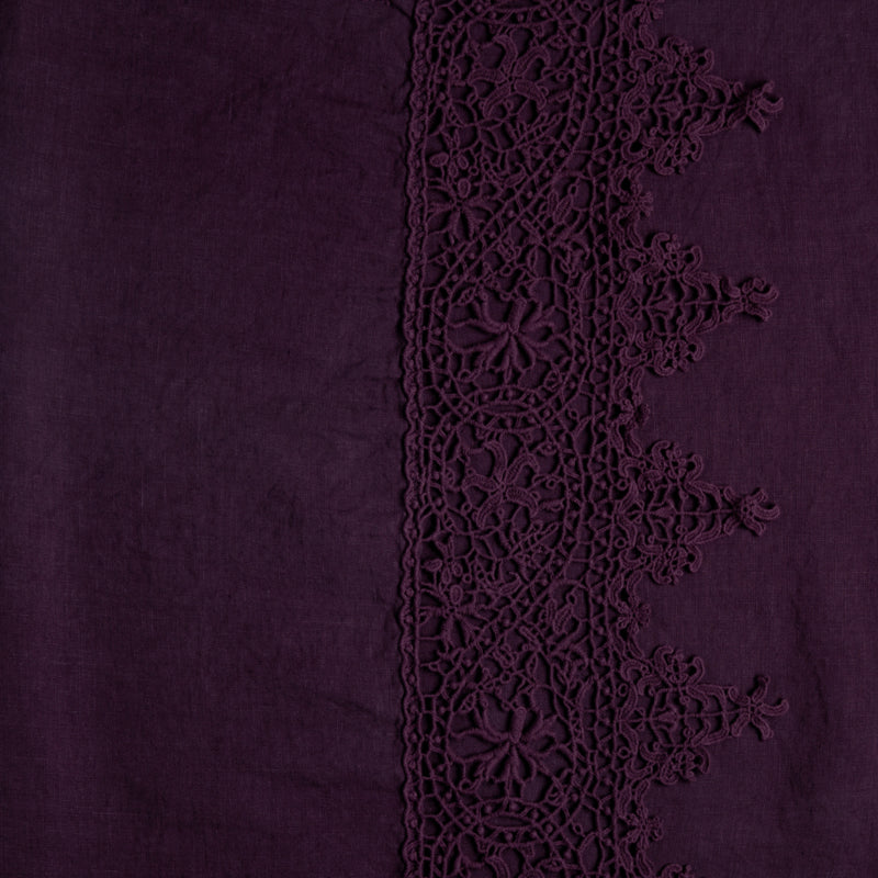 Bella Notte Linens LINEN FLAT SHEET WITH COTTON LACE TRIM