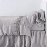 Bella Notte Linens LINEN FLAT SHEET WITH COTTON LACE TRIM Fog