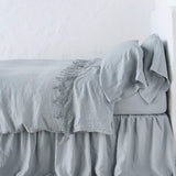 Bella Notte Linens LINEN FLAT SHEET WITH COTTON LACE TRIM Mineral