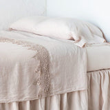 Bella Notte Linens LINEN FLAT SHEET WITH COTTON LACE TRIM