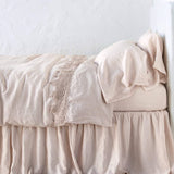 Bella Notte Linens LINEN FLAT SHEET WITH COTTON LACE TRIM Pearl