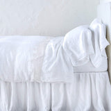 Bella Notte Linens LINEN FLAT SHEET WITH COTTON LACE TRIM White