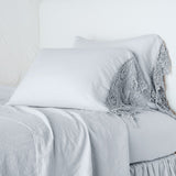 Bella Notte Linens LINEN PILLOWCASE WITH COTTON LACE TRIM Cloud