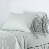Bella Notte Linens LINEN PILLOWCASE WITH COTTON LACE TRIM Eucalyptus