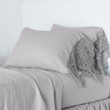 Bella Notte Linens LINEN PILLOWCASE WITH COTTON LACE TRIM Fog