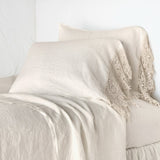 Bella Notte Linens LINEN PILLOWCASE WITH COTTON LACE TRIM Parchment