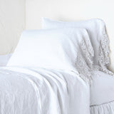 Bella Notte Linens LINEN PILLOWCASE WITH COTTON LACE TRIM White