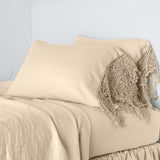 Bella Notte Linens LINEN PILLOWCASE WITH COTTON LACE TRIM Honeycomb
