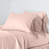 Bella Notte Linens LINEN PILLOWCASE WITH COTTON LACE TRIM Rouge