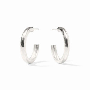 Julie Vos SILVER HAVANA HOOP EARRINGS Silver Medium