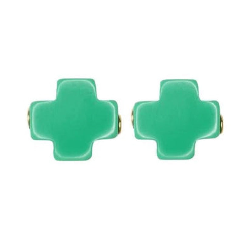 eNewton Design SIGNATURE CROSS STUD Emerald