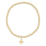 eNewton Design CLASSIC BEAD CHARM BRACELET Gold 3mm Signature Cross