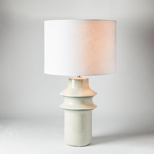Jamie Young Company CYMBALS TABLE LAMP Blue Drum White Linen